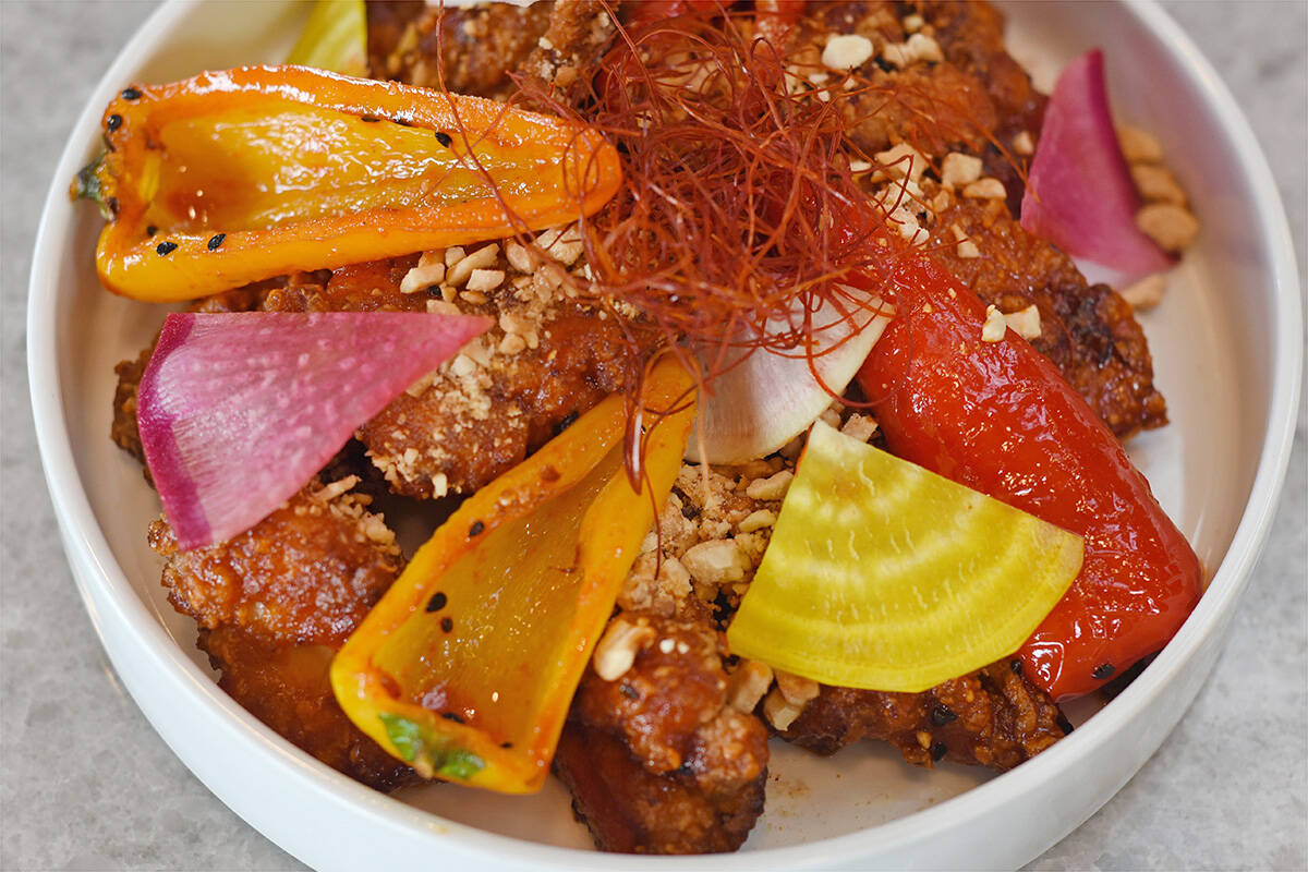 July 25, 2023 - The Chicken Karage dish at Fathom Victoria in the Hotel Grand Pacific. Don Denton photo