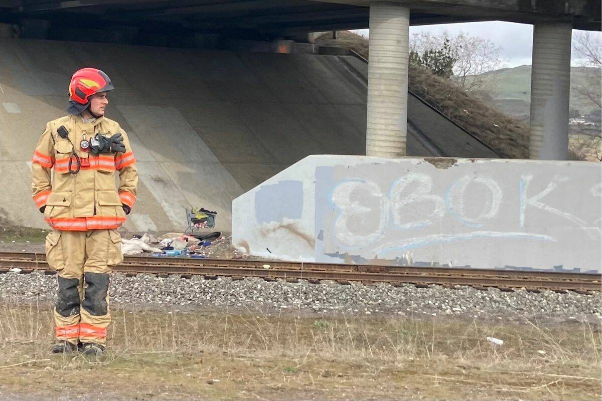 The brush fire where the body was found was located at a homeless encampment, near the intersection of Hwy 97 and 48th Ave. (Jennifer Smith-Morning Star)