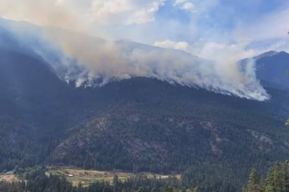 The out-of-control Stein Mountain wildfire is listed at 1,811 hectares as of Aug. 23, 2023 and was first discovered on July 12. Lytton First Nation issued several evacuation orders Aug. 22. (BC Wildfire Service)