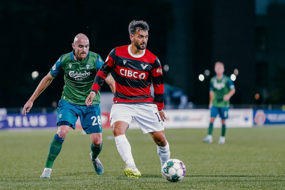 Gabriel Bitar scored his third goal for Vancouver FC in 25 minutes of play time against York United on Friday, Aug. 25, but it wasn’t quite enough, with York picking up a 2-1 victory and a crucial three points in the Canadian Premier League’s playoff race. (VFC/CPL/Special to Langley Advance Times)