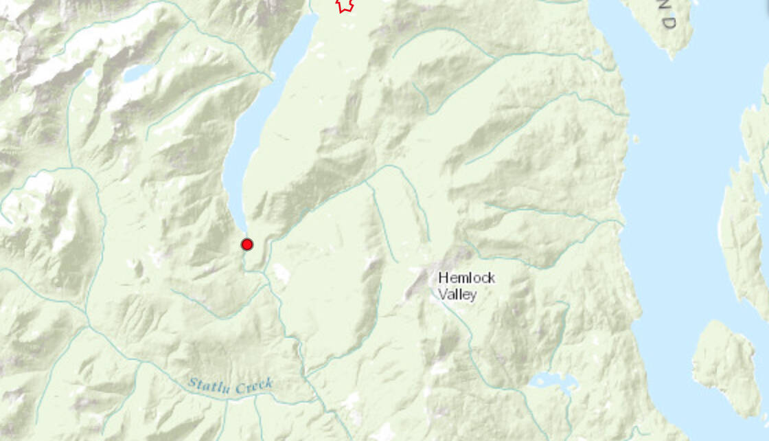 A wildfire was discovered on the south end of Chehalis Lake north of Harrison Hot Springs on Sunday (Aug. 27) afternoon. (Screenshot/BCWS)