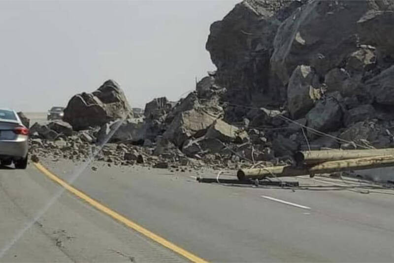 Highway 97 near Summerland will not be open by the Labour Day long weekend after it was determined further rockfall could take place. (Rob Ellingsen)
