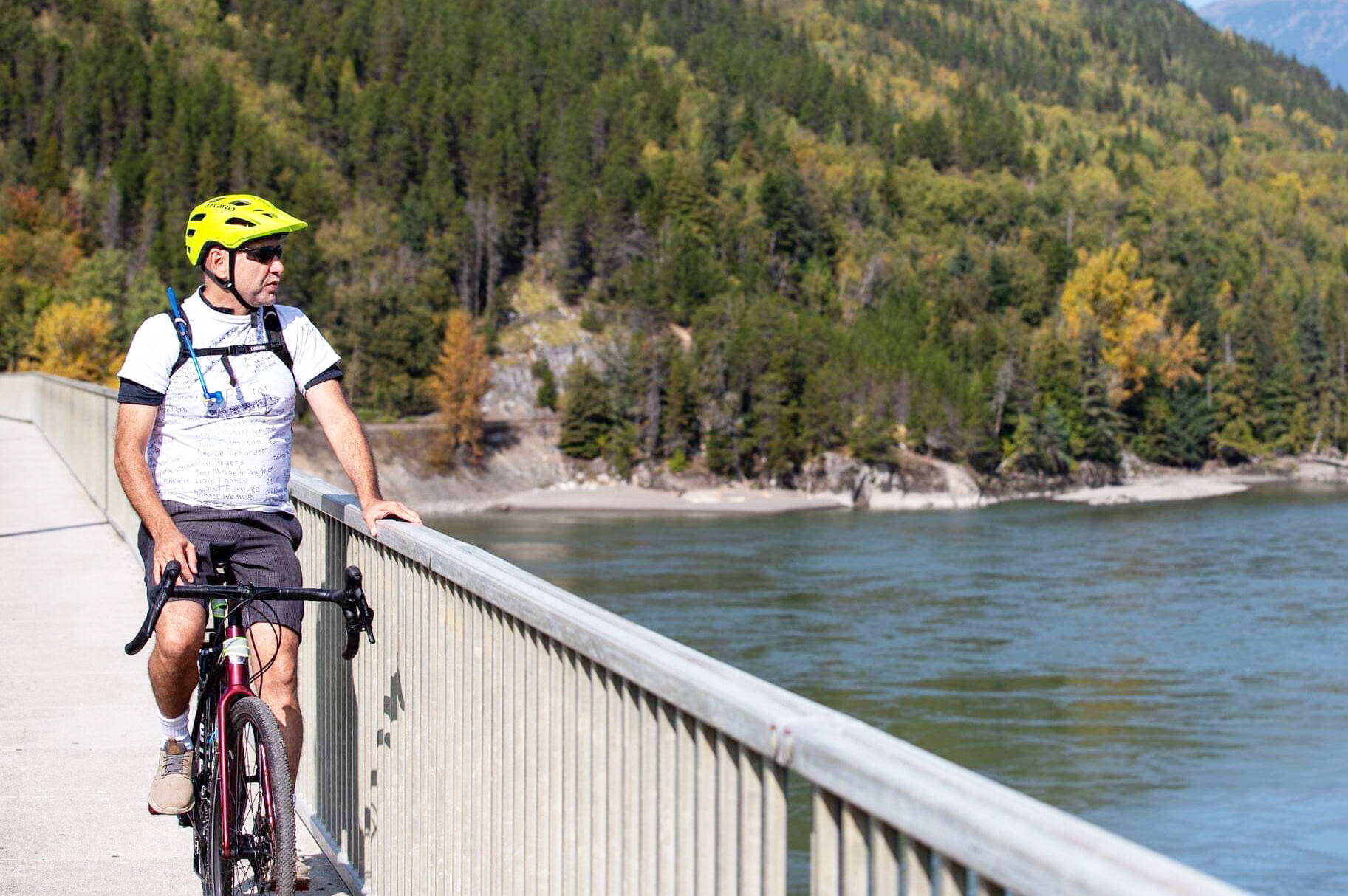 Skeena MLA Ellis Ross enjoys a bike ride on Sept. 16, 2020. Almost a year later, a cycling accident would result in short-term memory loss, prompting him to seek community support to recall recent events. (Peter Versteege photo)