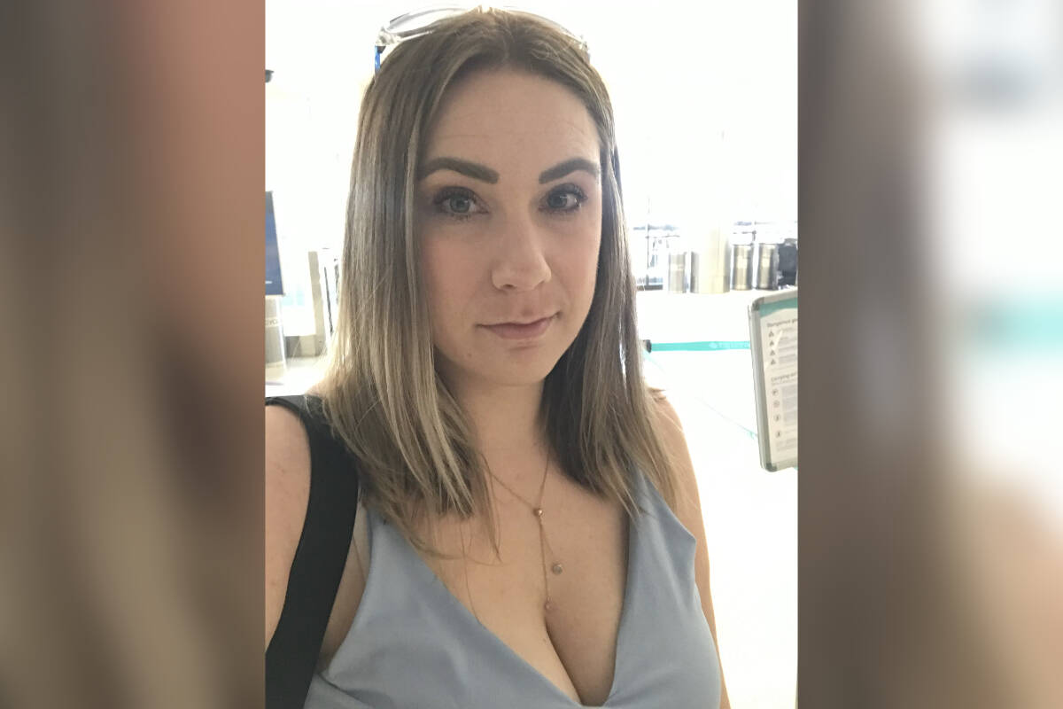 Nicole Kemp is one of dozens of Flair Airlines passengers who were left stranded in Victoria Aug. 26 when long baggage drop-off lines prevented them from boarding their flights. After placing blame on passengers initially, the airline has apologized and pledged to provide refunds to affected passengers. (Courtesy of Nicole Kemp)
