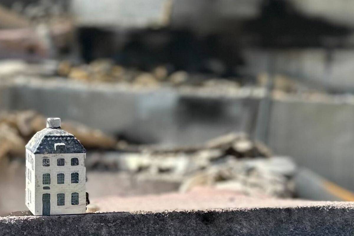 The miniature Delft Blue House that former MP Stephen Fuhr was able to find in the debris of his home. (Stephen Fuhr)