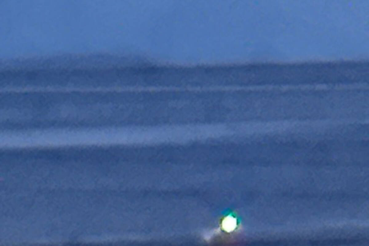 This bright light on the bottom of this picture was a series of three lights Campbell River resident Dean Berg captured on video May 29. Photo from Dean Berg