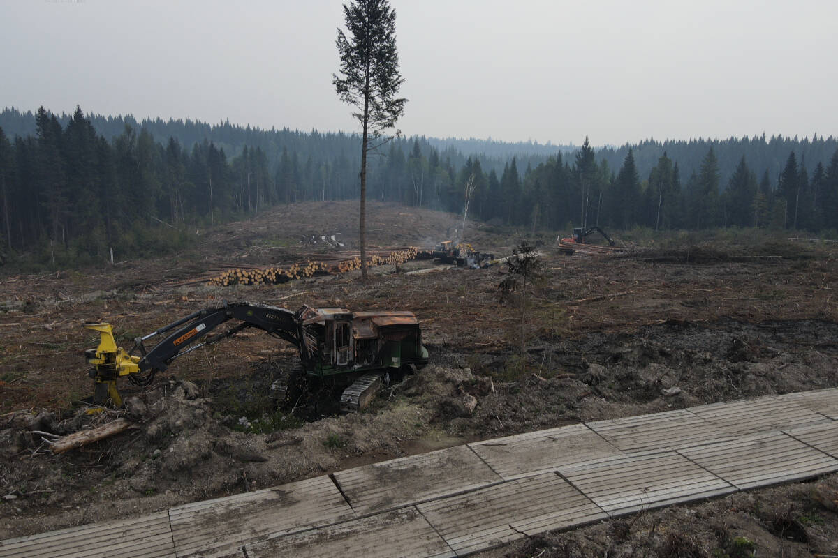 Prince George RCMP is investigating an arson at a logging site that damaged approximately $1 million worth of equipment. Police say it happened sometime over the 2023 Labour Day weekend. (Prince George RCMP)