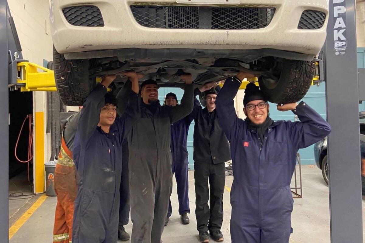 Eight Grade 11 and 12 students from high schools across the Delta School District participated in the Youth Train in Trades - Auto Service Technician program at Seaquam Secondary. (Delta School District photo)