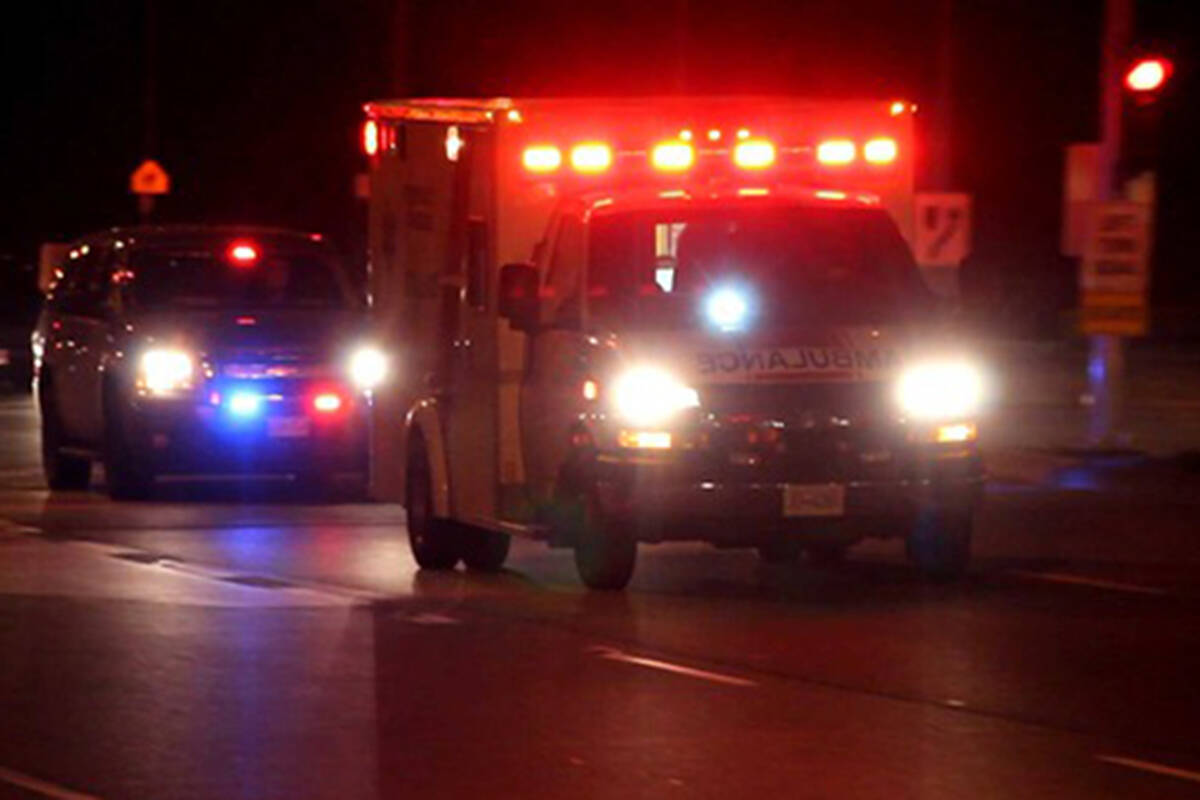 B.C. Emergency Health Service paramedics are reminding drivers on what to do if an emergency vehicle has its lights and sirens on. (Contributed photo).