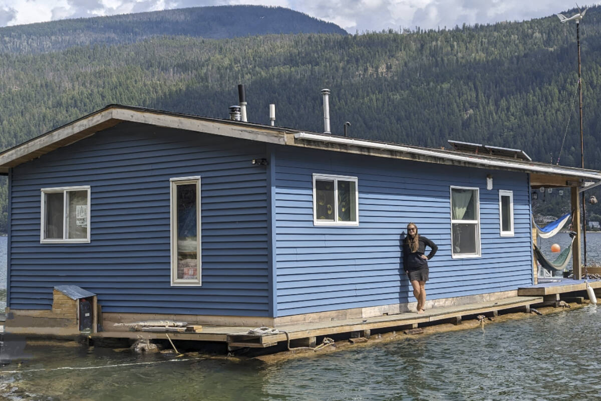 Kyley Gagnon is seen here on the floating home she owns on Kootenay Lake. The forestry ministry wants to evict her. Photo: Submitted