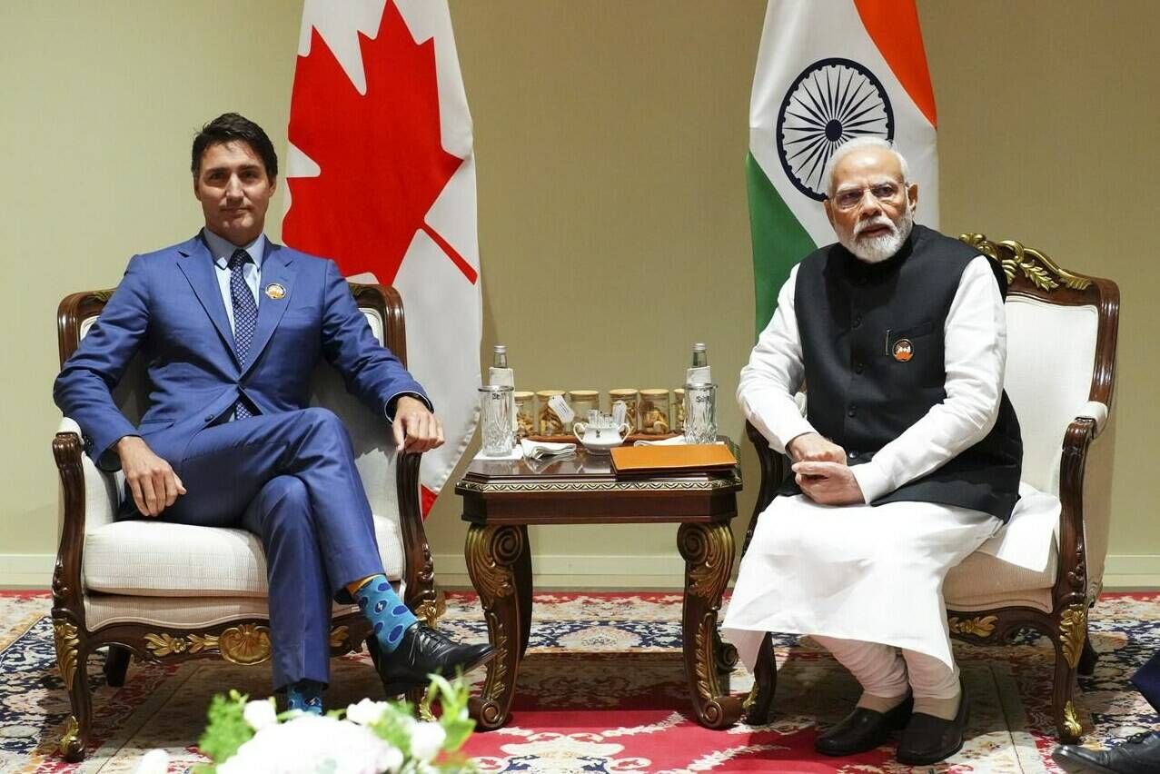 Organizers of an unofficial referendum on Punjabi independence being held in British Columbia have added a question to the ballot asking if India’s high commissioner was responsible for the murder of a prominent B.C. Sikh leader in June. Prime Minister Justin Trudeau takes part in a bilateral meeting with Indian Prime Minister Narendra Modi during the G20 Summit in New Delhi, India on Sunday, Sept. 10, 2023. THE CANADIAN PRESS/Sean Kilpatrick