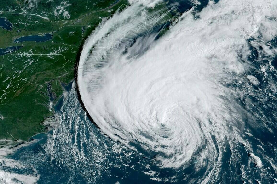 This satellite image provided by CSU/CIRA-NOAA shows hurricane Lee in the Atlantic Ocean on Friday, September 15, 2023. Residents of the Maritimes are being warned to prepare for damaging winds, large waves, flooding and power outages as hurricane Lee is expected to transform into a large, powerful post-tropical storm Saturday after entering Canadian waters. THE CANADIAN PRESS/HO-CSU/CIRA-NOAA