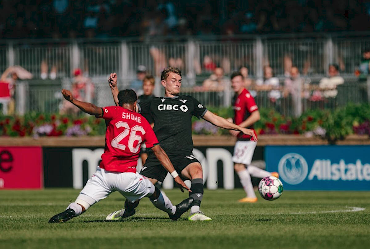 Vancouver FC became the first side this season eliminated from Canadian Premier League playoff contention after losing to Cavalry FC 2-1 Saturday, Sept. 16 in Calgary. (Beau Chevalier/Vancouver FC/Special to Langley Advance Times)
