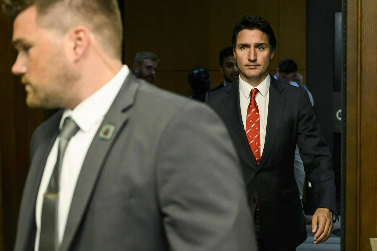 Prime Minister Justin Trudeau leaves the House of Commons on Parliament Hill in Ottawa, after making a statement that Canadian authorities had intelligence that India was responsible for the June fatal shooting of a prominent Sikh leader in Surrey, B.C., on Monday, Sept. 18, 2023. Trudeau is calling on India to take seriously allegations that the country had a role in the death of a Canadian citizen. THE CANADIAN PRESS/Justin Tang