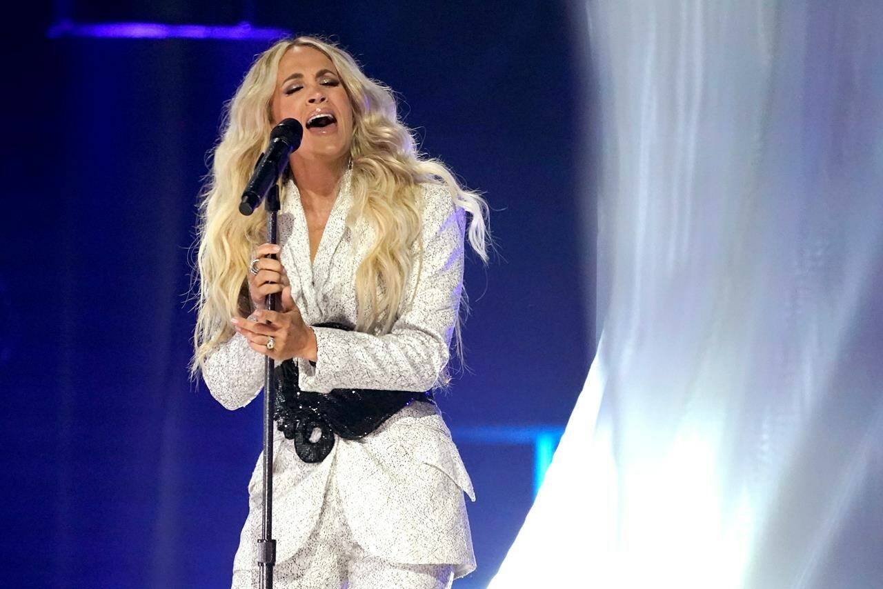 Country superstar Carrie Underwood will perform Nov. 17 as part of the Grey Cup Music Festival. Underwood performs at the CMT Music Awards on Wednesday, May 5, 2021, in Nashville, Tenn. THE CANADIAN PRESS/AP-Mark Humphrey