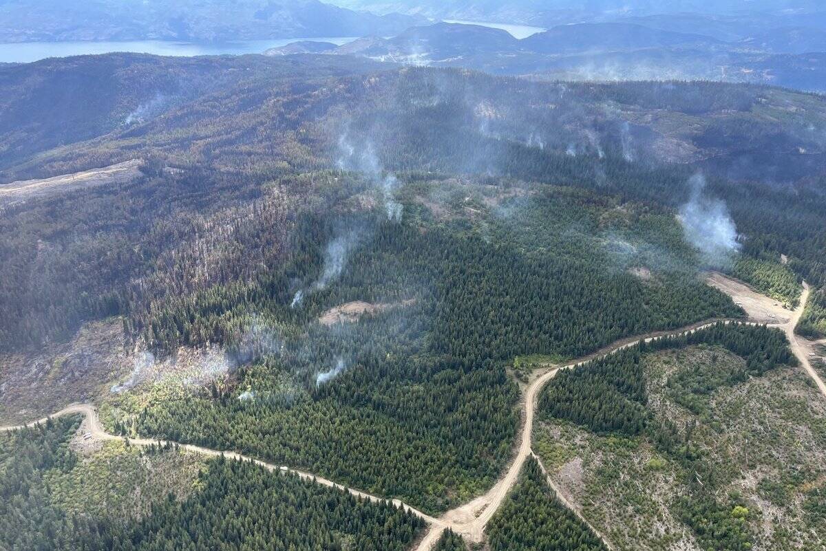 Despite being held and more favourable conditions on the way, smoke from the McDougall Creek wildfire might still be visible during the fall season. (BC Wildfire Service)