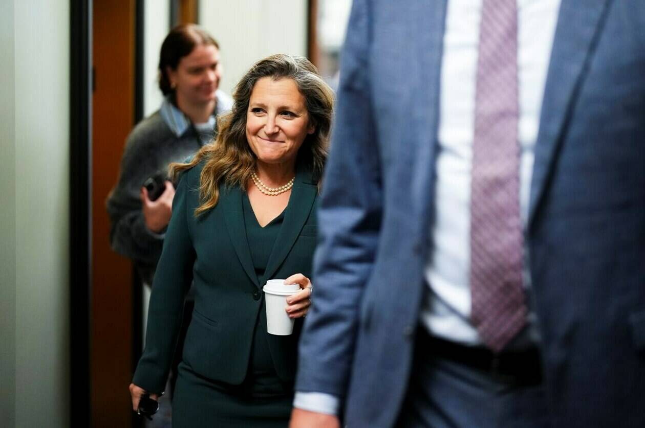 Deputy Prime Minister and Finance Minister Chrystia Freeland arrives for a cabinet meeting on Parliament Hill in Ottawa on Tuesday, Sept. 26, 2023. THE CANADIAN PRESS/Sean Kilpatrick