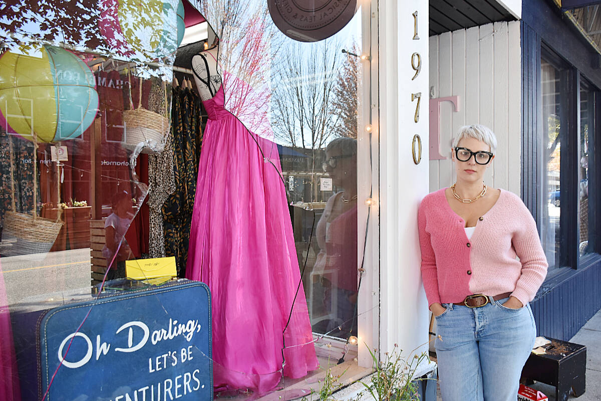 Taryn Stephenson stands outside her vandalized store. (Colleen Flanagan/The News)