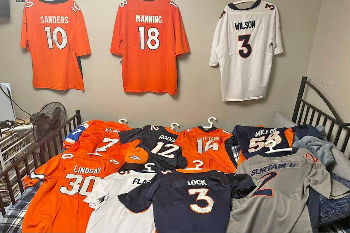 A diehard Denver Broncos fan in Kelowna jokingly said that last week’s 70-20 lost to Miami made him retire a fan of the team. (Charlie Bischoff/Facebook Marketplace)
