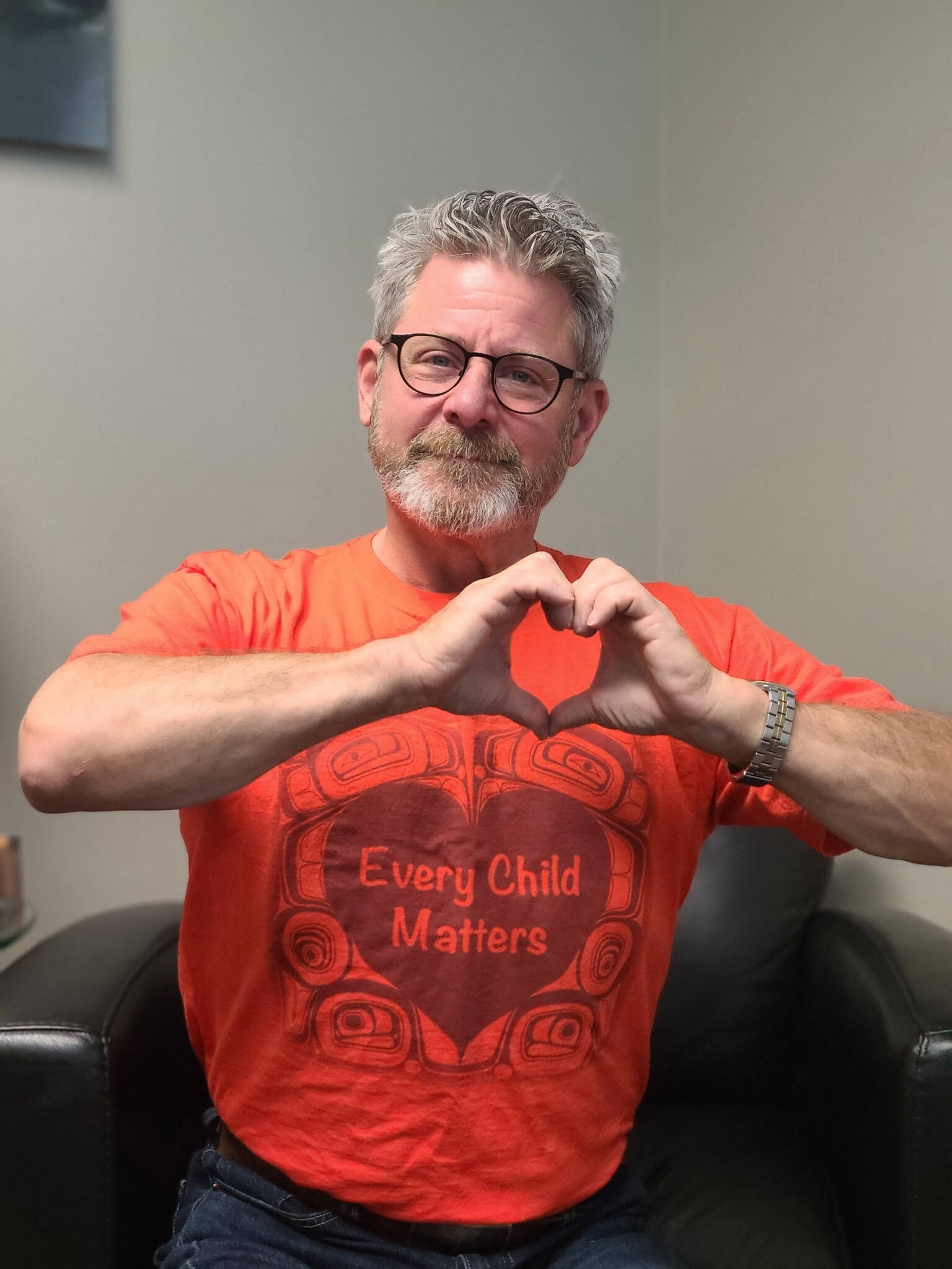 Abbotsford South MLA Bruce Banman, who recently left BC United for the BC Conservative Party, poses for the National Day for Truth and Reconciliation in an orange shirt. (Facebook/Bruce Banman MLA Abbotsford South)