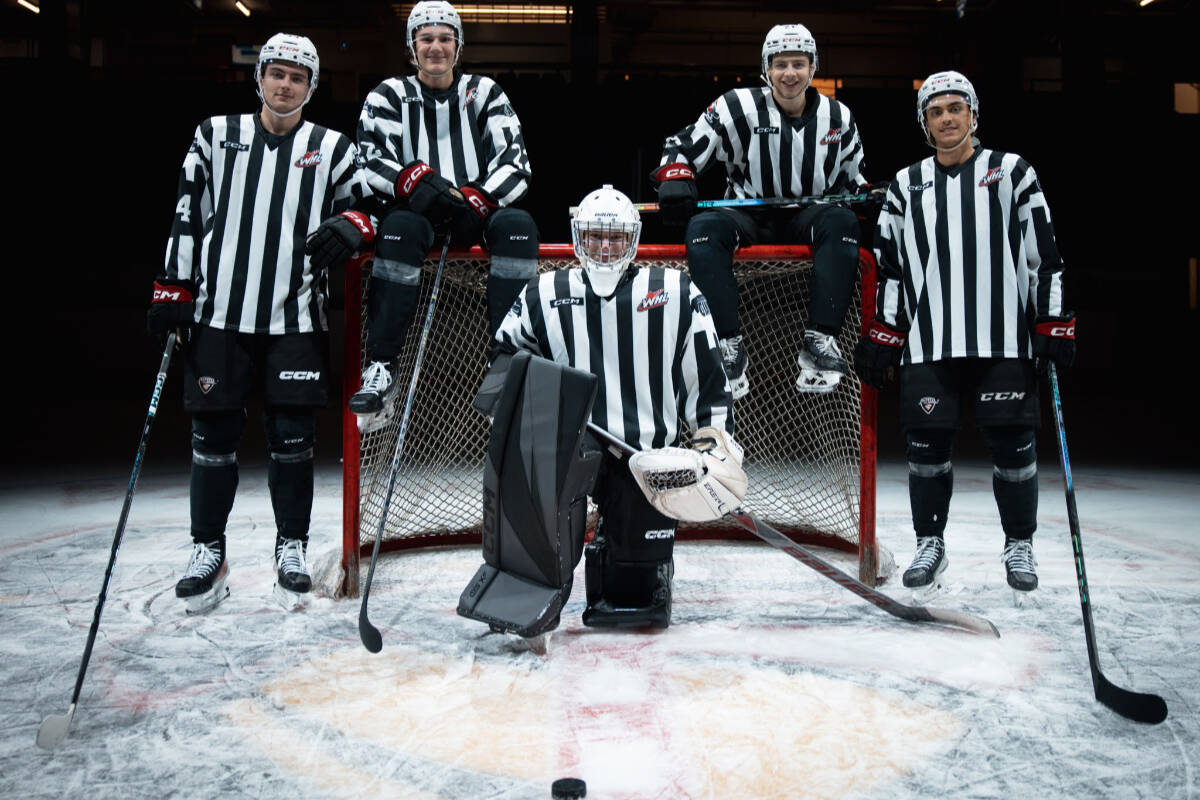 A special jersey, designed to pay tribute to hockey referees, has been revealed for the Vancouver Giants players to wear during their Oct. 22 game. Then, the jerseys will be given to auction winners after the appreciation night. (Diana Hong, Vancouver Giants/Special to Langley Advance Times)