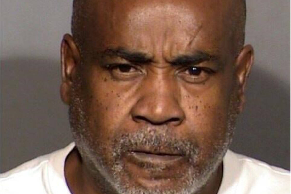 This Friday, Sept 29, 2023, photo provided by the Las Vegas Metropolitan Police Department shows Duane Keith Davis following his arrest outside his home in Henderson, Nev. Davis, known as “Keffe D,” was indicted on a murder charge in the Sept. 7, 1996, killing of rap music icon Tupac Shakur. After 27 years, Davis became the first person arrested in one of hip-hop’s most enduring mysteries. (Las Vegas Metropolitan Police Department via AP)