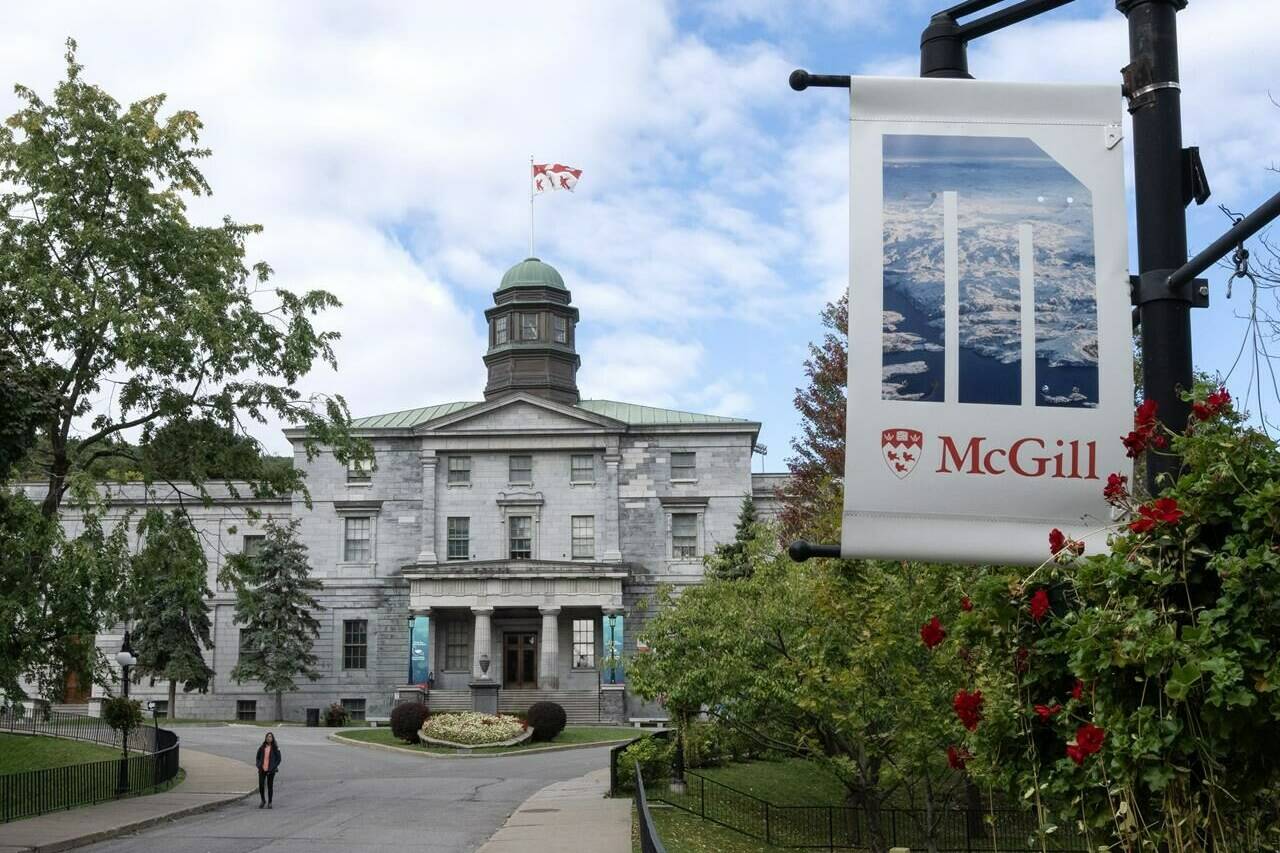 McGill University is seen Friday, October 13, 2023 in Montreal. Quebec's decision to raise university tuition for out-of-province students is already weighing on high schoolers and their families.THE CANADIAN PRESS/Ryan Remiorz