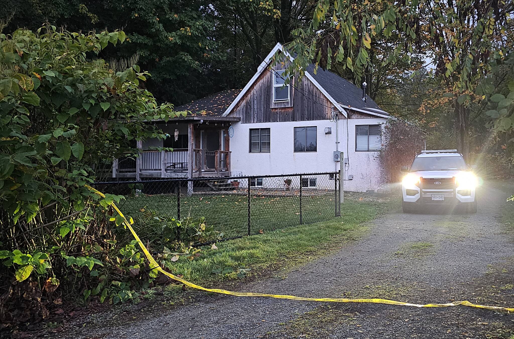 RCMP were at the scene of a fatal explosion in the 24300 block of 8th Avenue in Langley. (Dan Ferguson/Langley Advance Times)