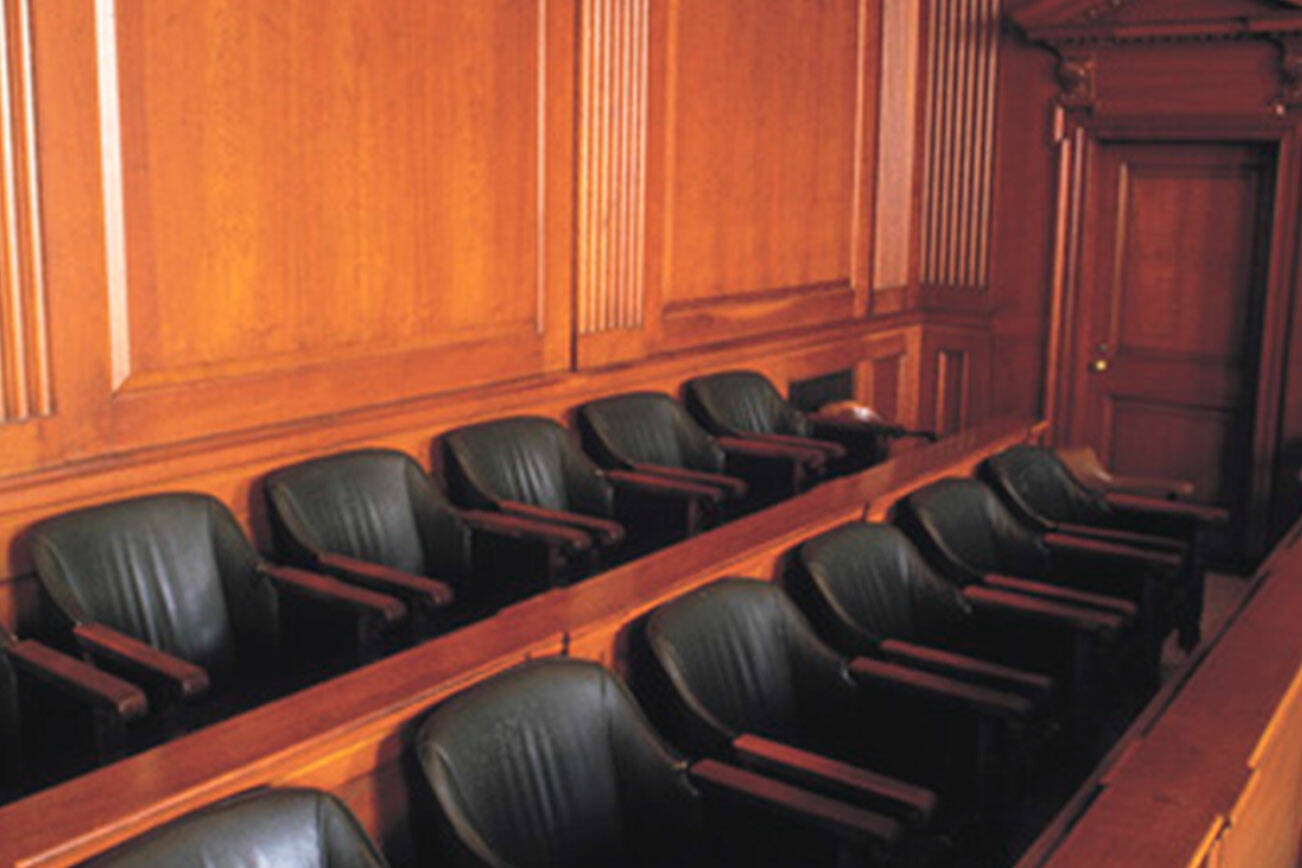 Empty jury box in courtroom (file)