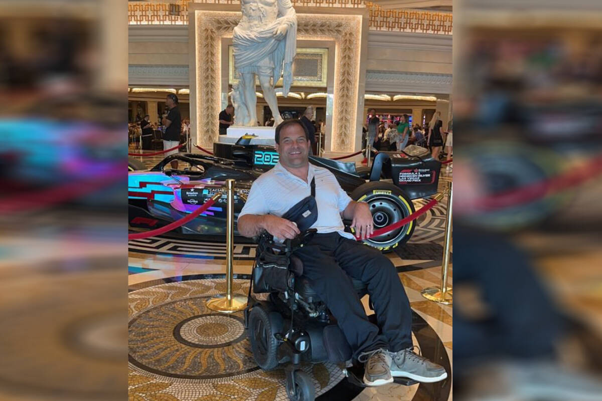 A disabled British Columbia man who dragged himself off an Air Canada flight in Las Vegas after the airline’s ground assistance personnel were not available to help him says he doesn’t want others to go through the same experience. Rodney Hodgins is seen in Las Vegas in an August 2023 handout photo. THE CANADIAN PRESS/HO-Deanna Hodgins