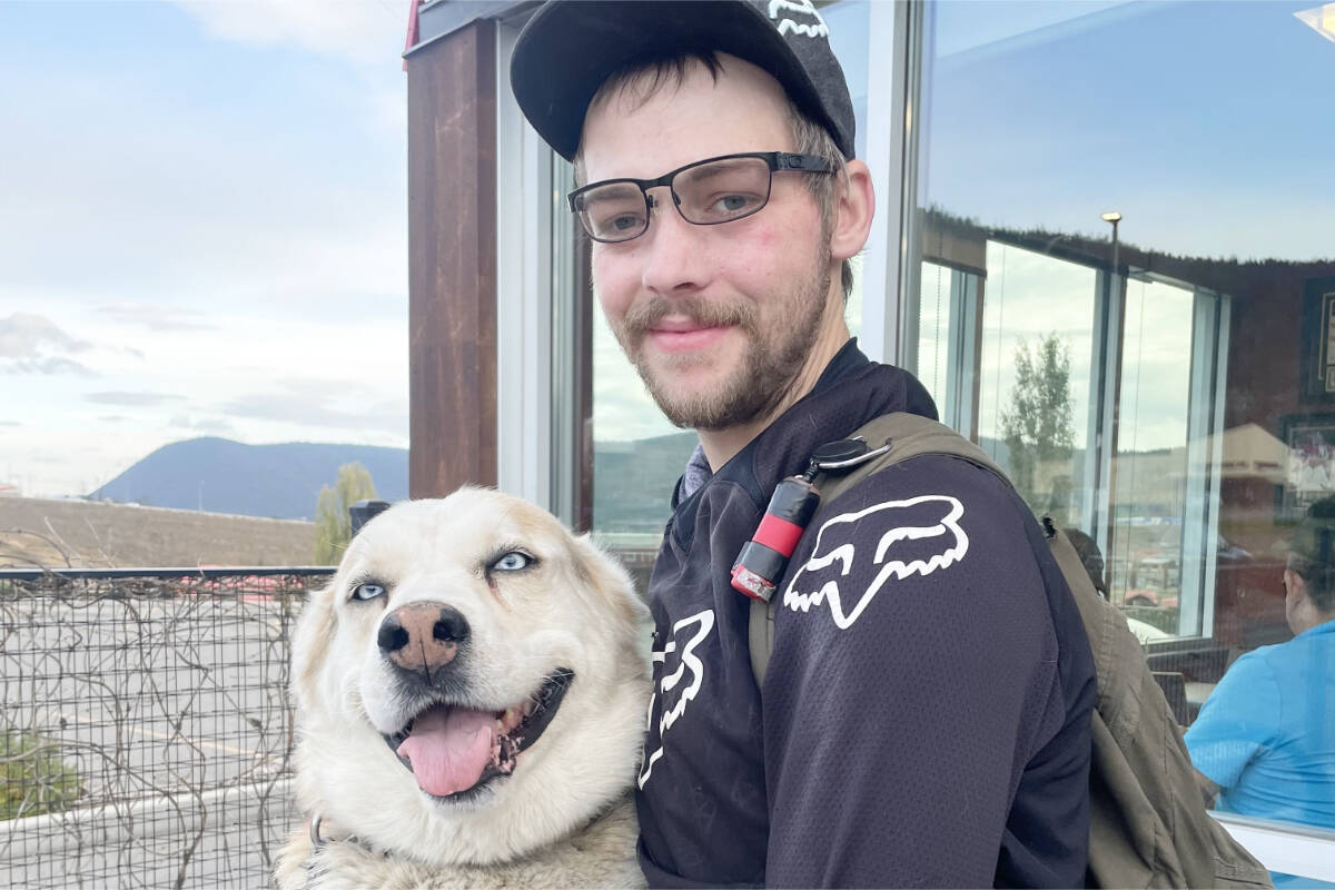 Josh Rogers and his dog Turbo, are leaving the low-barrier housing where they were living for the past year. (Ruth Lloyd photo - Williams Lake Tribune)