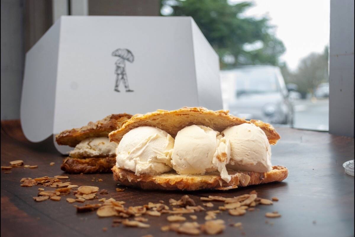 The almond croissant, a partnership between 49 Below and GoodSide Pastry House, is a good example of upcycled ice cream options at the Oak Bay ice cream shop. (File - courtesy 49 Below)
