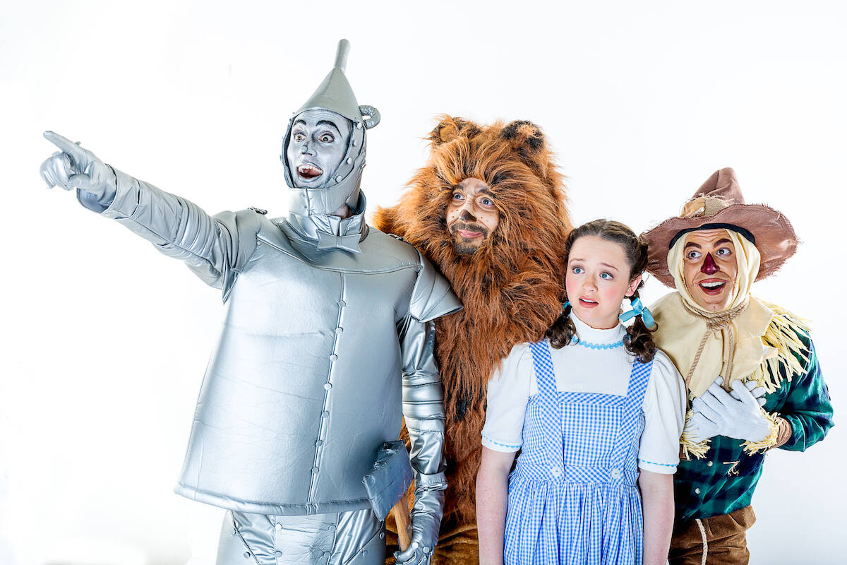 Characters Tin Man, Cowardly Lion, Dorothy Gale and Scarecrow in CTORA Theatre’s production of “The Wizard of Oz.” (Contributed photo: Canna Zhou)