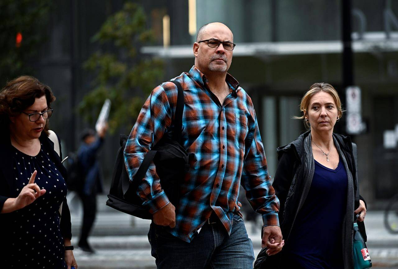 Chris Barber arrives for his trial at the courthouse in Ottawa, on Tuesday, Sept. 19, 2023. The testimony of police liaison officers is set to continue in the trial of two high-profile “Freedom Convoy” organizers today. THE CANADIAN PRESS/Justin Tang