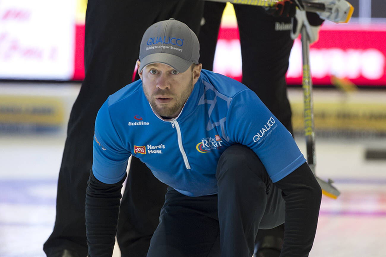 Vernon’s Jim Cotter helped Brad Gushue of St. John’s and Team Canada clinch first place at the Pan Continental Curling Championship at the Kelowna Curling Club Thursday, Nov. 2. Canada advanced to Saturday’s gold-medal game with an 8-3 win over Team USA in a Friday morning semifinal. (File photo)