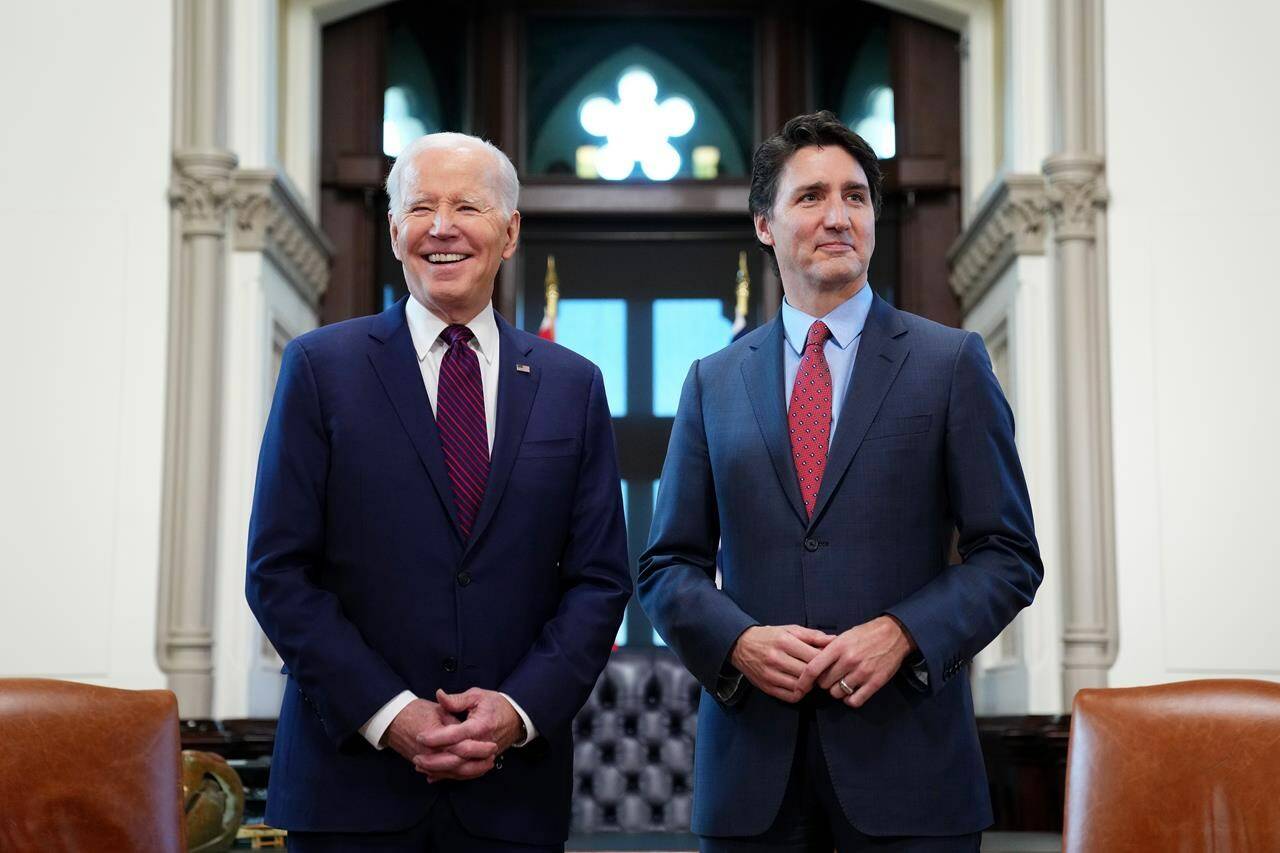 <div>Prime Minister Justin Trudeau is in the U.S. capital today to represent Canada at the inaugural Americas Partnership for Economic Prosperity summit. Trudeau and U.S. President Joe Biden take part in a meeting on Parliament Hill, in Ottawa, Friday, March 24, 2023. THE CANADIAN PRESS/Sean Kilpatrick</div>