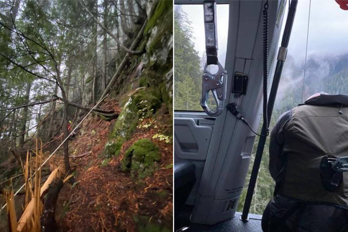 North Shore SAR rescued a hiker off a cliffside near Mount Fromme late on Saturday afternoon (Nov. 5), after the man followed a Google Maps trail that doesn’t exist. Google removed the trail off its maps app on Nov. 6, 2023. (North Shore Search and Rescue)