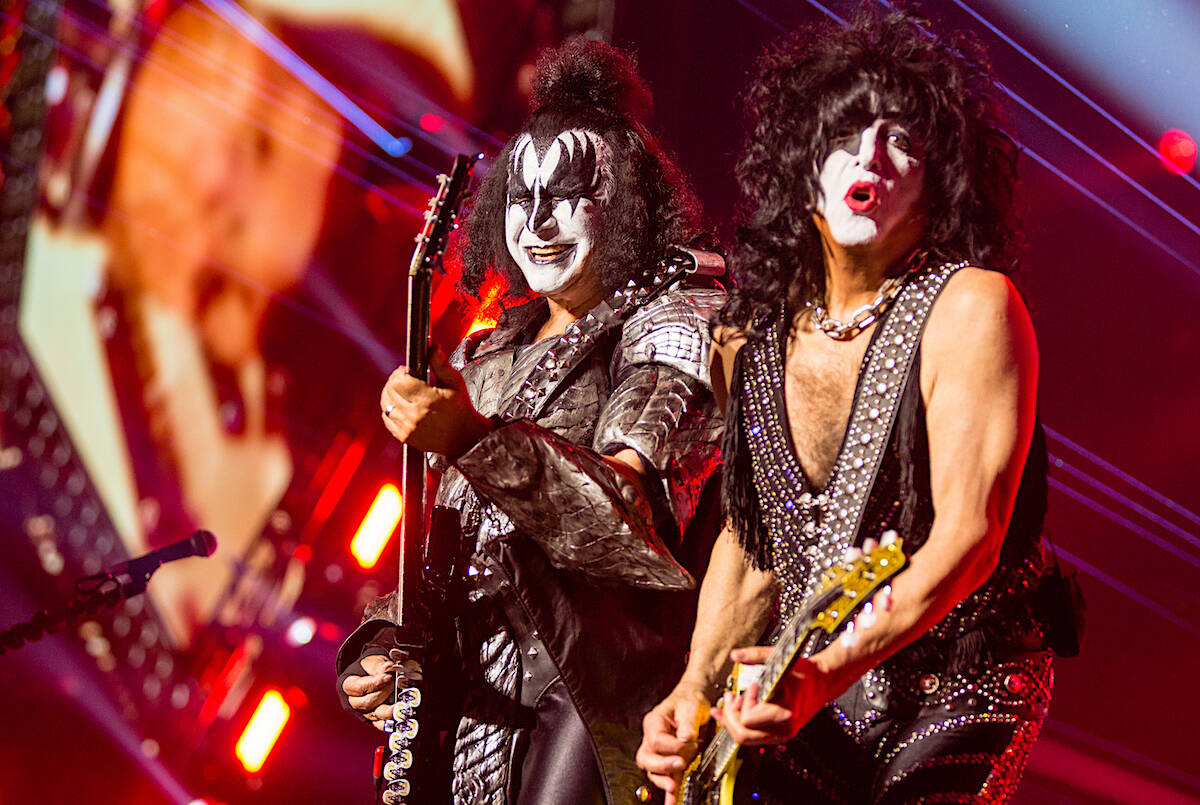 Gene Simmons, left, and Paul Stanley of KISS at Rogers Arena in Vancouver on Wednesday, Nov. 8, 2023. (Contributed photo: Jacob Zinn)