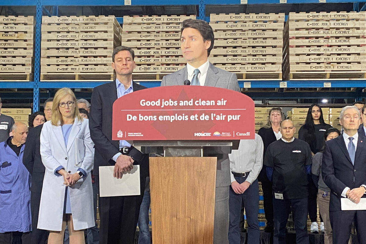 Prime Minister Justin Trudeau announced on Nov. 14 that 450 new permanent jobs would be created in Maple Ridge thanks to a $1.05-billion partnership with E-One Moli and the provincial and federal governments. (Colleen Flanagan/The News)