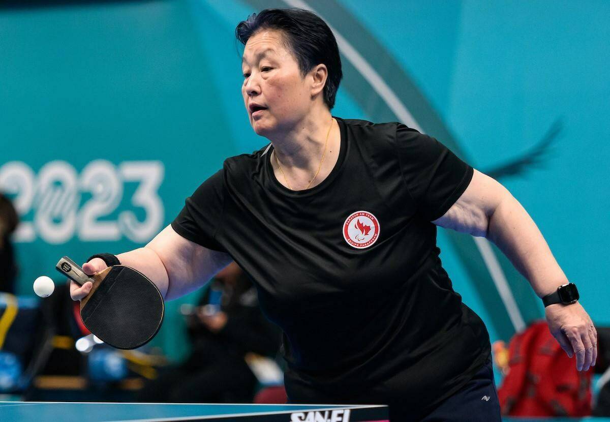 Stephanie Chan, of Vancouver, as shown in this handout image provided by the Canadian Paralympic Committee, won a five-set thriller in preliminary round action Friday to advance to the semifinals in women’s singles in table tennis action at the 2023 Parapan American Games in Santiago, Chile. THE CANADIAN PRESS/HO-Canadian Paralympic Committee **MANDATORY CREDIT ** DPi