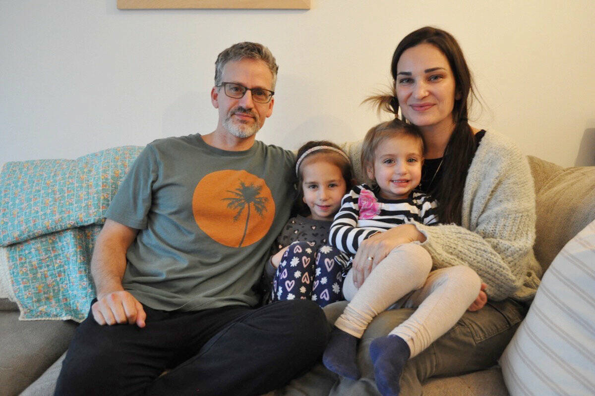 Nelson’s Zillah Shulman is going to receive a 3D-printed prosthetic to cover her right ear, which is under developed due to microtia. L-R: Barak, Zillah, Odessa and Milenia Shulman. Photo: Tyler Harper