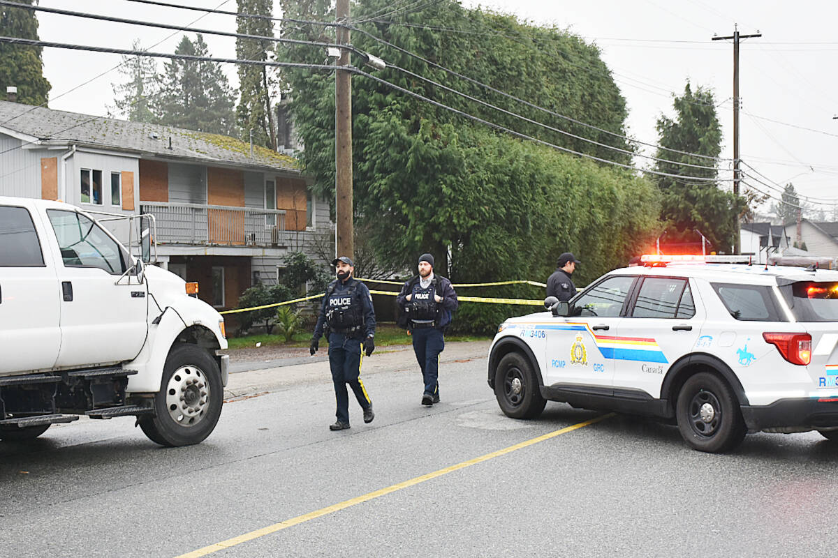 Police incident on 228 Street north of Dewdney Trunk Road. (Neil Corbett/The News)
