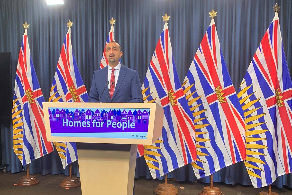 Housing Minister Ravi Kahlon was part of Wednesday’s announcement that the speculation and vacancy tax would expand to Vernon, Coldstream, Penticton, Summerland, Lake Country and Peachland among other communities. A total of 13 new communities will be subject to the tax starting January 2025. (Wolf Depner/News Staff)