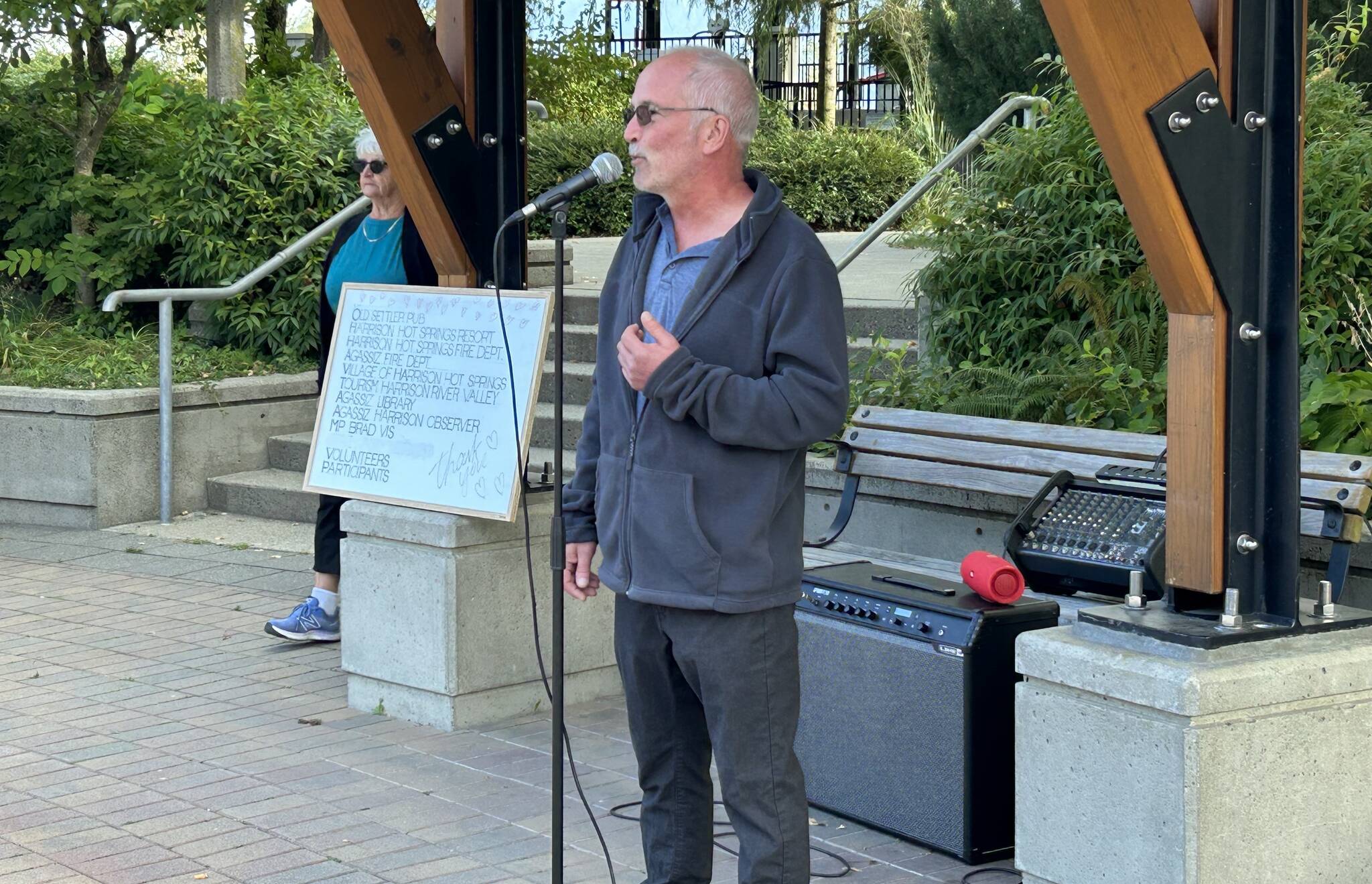 Harrison Mayor Ed Wood delivers opening remarks at the local Terry Fox Run at Civic Plaza. (Observer File Photo)