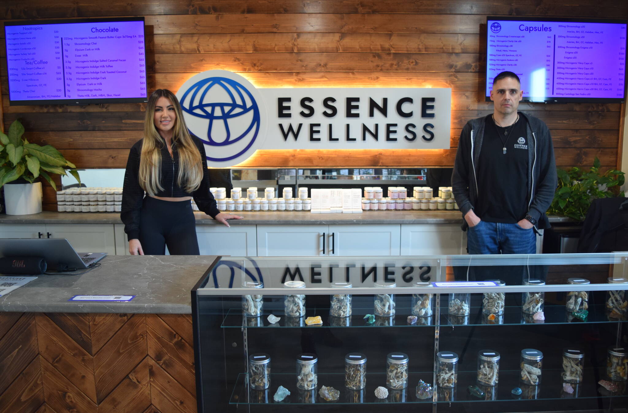 Danielle Vaughan and Benny Dornan are teaching Kelowna all about the benefits of mushrooms at their shop Essence Wellness. (Brittany Webster/Capital News)