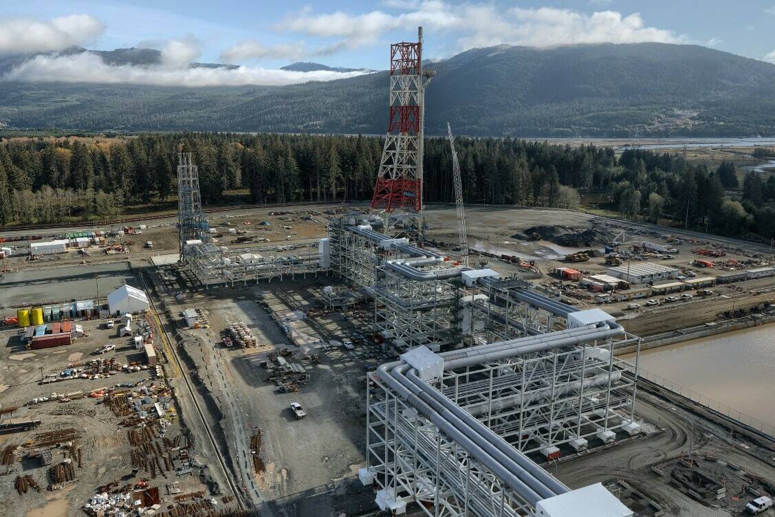 LNG Canada’s flaring system is now under construction and visible from Kitimat and Kitamaat Village. Photo courtesy LNG Canada