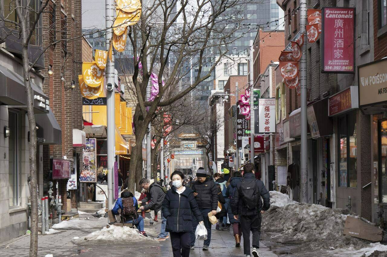 The Chinatown gate is seen Thursday, March 9, 2023 in Montreal. Two Montreal-area Chinese community groups say they will file a lawsuit against the RCMP if it doesn’t apologize for alleging that they hosted secret Chinese government “police stations.” THE CANADIAN PRESS/Ryan Remiorz