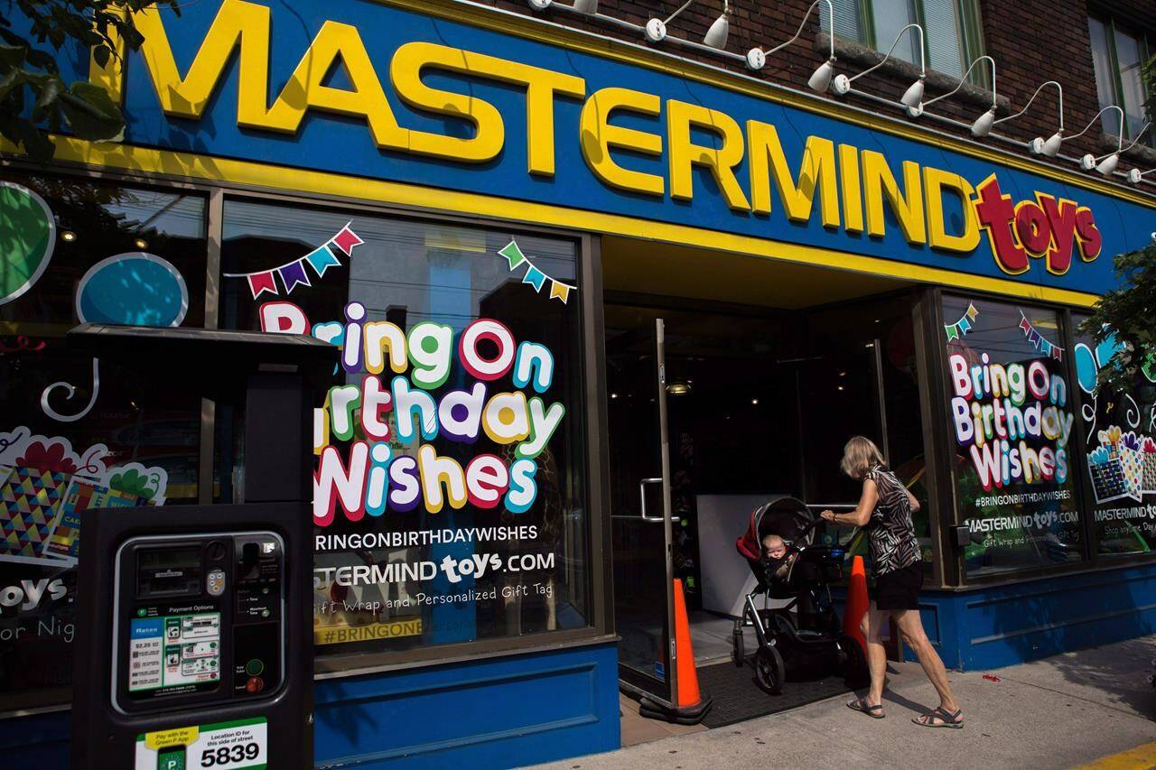 Mastermind GP Inc. is telling customers 18 of its stores are due to close as the company continues with the creditor protection process. The Toronto-based toy retailer says the stores closing include nine locations in Ontario, four in Alberta, two in New Brunswick and one each in B.C., Nova Scotia and Manitoba. A customer walks into Mastermind Toys store on Queen St. East in Toronto on Tuesday, September 19, 2017. THE CANADIAN PRESS/Chris Donovan