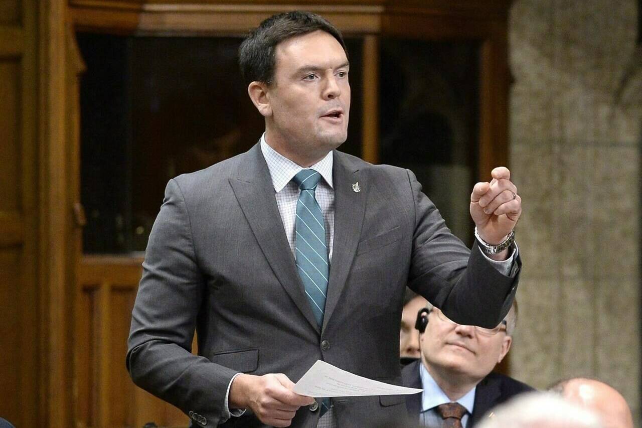 New Democrat MP Alistair MacGregor says he has reviewed the major grocers' plans to stabilize prices and was unimpressed by what was in them. MacGregor rises during Question Period on Parliament Hill, in Ottawa on Friday, Feb. 17, 2017. THE CANADIAN PRESS/Justin Tang