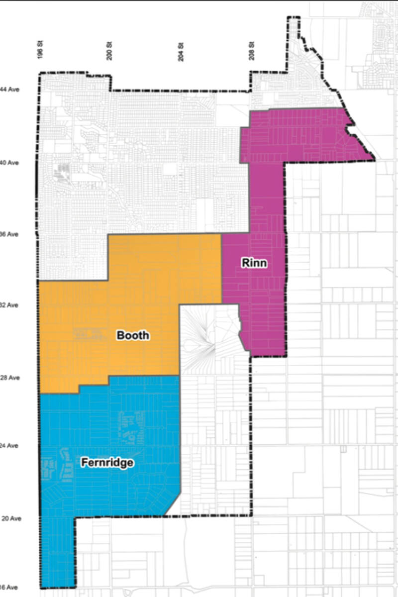 The Booth, Rinn, and Fernridge neighbourhood plans may be on hold again, due to new provincial housing legislation. (Langley Township/Special to the Langley Advance Times)